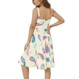 Sleeveless Square Neck Flare Hem Midi Dress - Objet D'Art