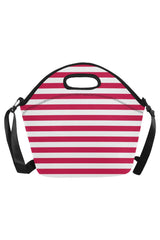 Red Stripes Neoprene Lunch Bag/Large (Model 1669) - Objet D'Art