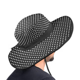 bw sm polka dot print Wide Brim Bucket Hat - Objet D'Art