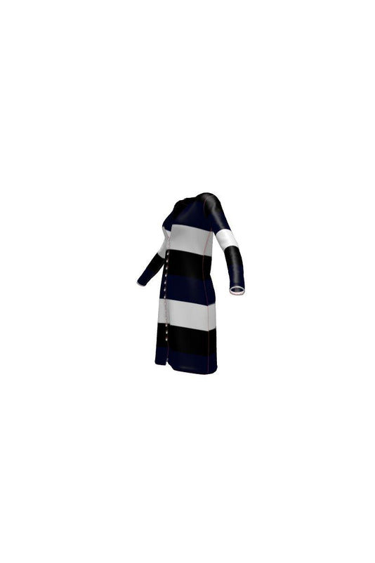 Blue, Black and White Boldly Striped Cardigan - Objet D'Art