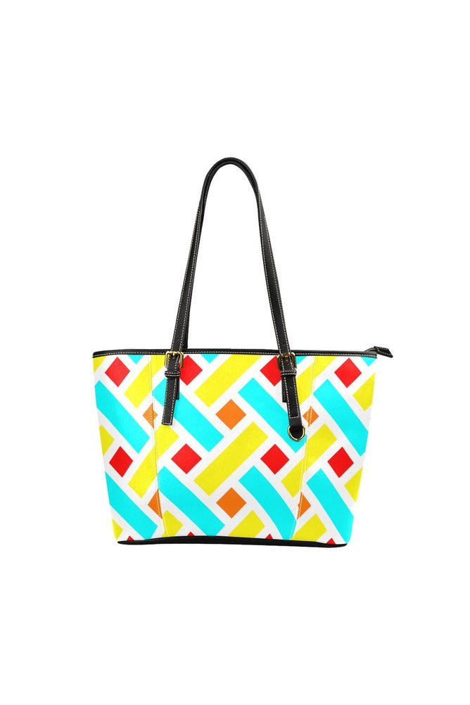 Easter Colored Tote Bag Leather Tote Bag/Large (Model 1640) - Objet D'Art