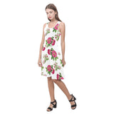 pink on white rose print Atalanta Sundress (Model D04) - Objet D'Art