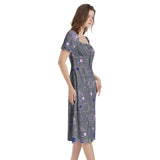 Puff Sleeve Split Thigh Midi Dress - Objet D'Art