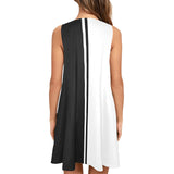 bw swimsuit cover print Sleeveless A-Line Pocket Dress (Model D57) - Objet D'Art