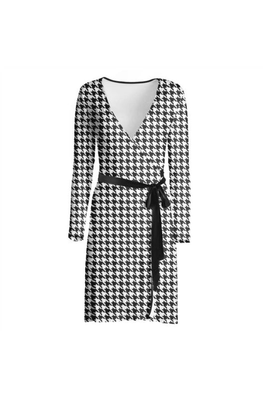 Houndstooth Wrap Dress - Objet D'Art