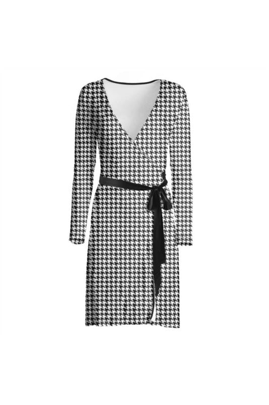 Micro Houndstooth Wrap Dress - Objet D'Art