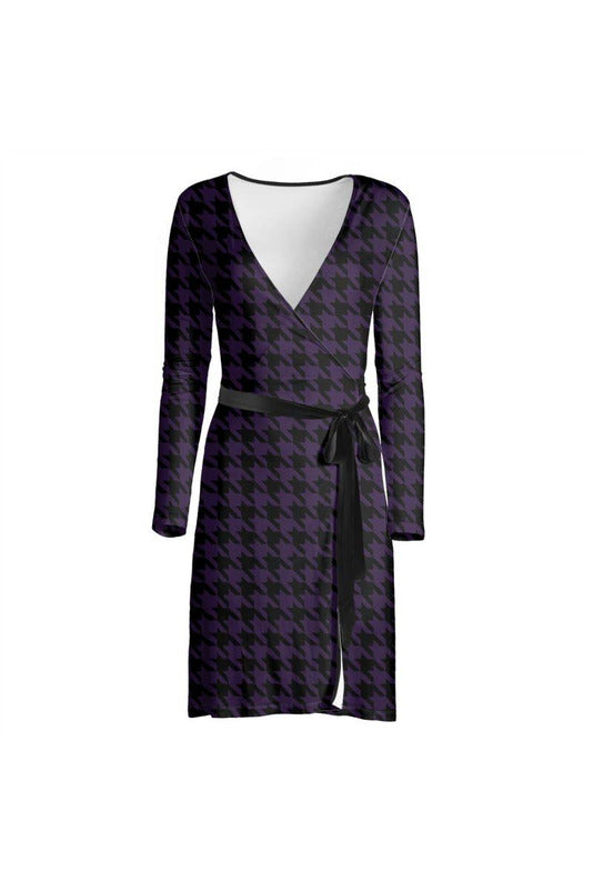 Purple Houndstooth Wrap Dress - Objet D'Art