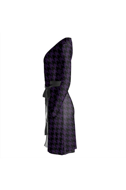 Purple Houndstooth Wrap Dress - Objet D'Art
