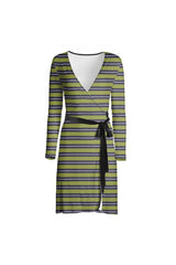 Olive Stripe Wrap Dress - Objet D'Art