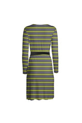 Olive Stripe Wrap Dress - Objet D'Art