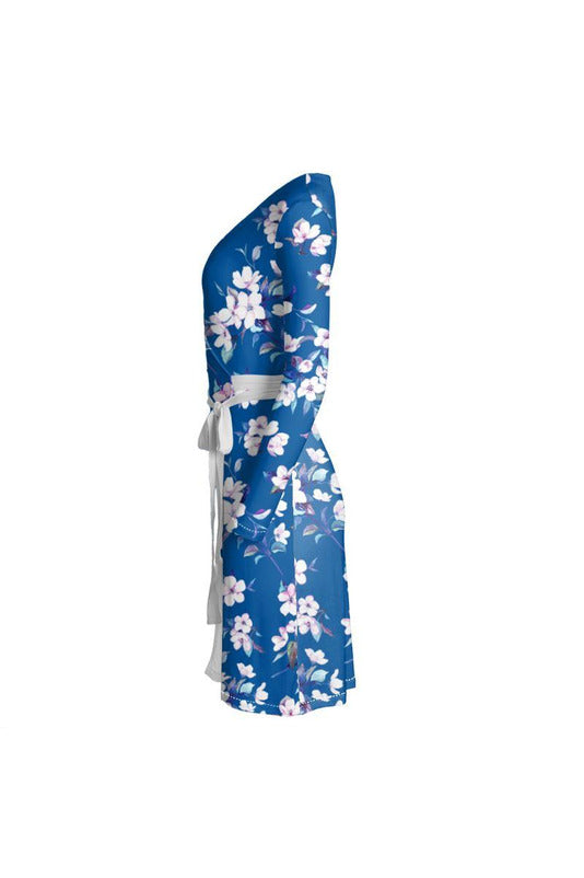 Blue Rose Wrap Dress - Objet D'Art