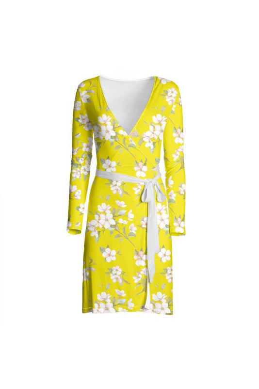 Yellow Floral Wrap Dress - Objet D'Art