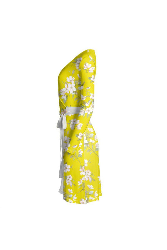 Yellow Floral Wrap Dress - Objet D'Art