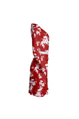 Crimson Floral Wrap Dress - Objet D'Art