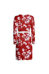 Crimson Floral Wrap Dress - Objet D'Art