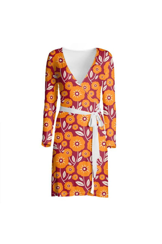 Turmeric Floral Wrap Dress - Objet D'Art