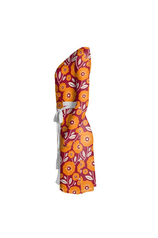 Turmeric Floral Wrap Dress - Objet D'Art