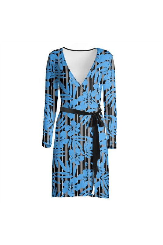 Floral Mist Striped Wrap Dress - Objet D'Art