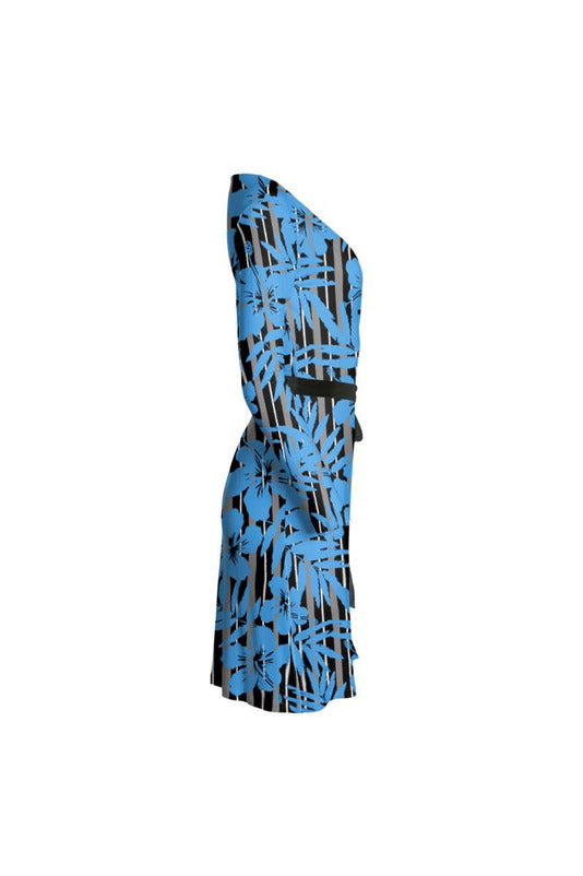 Floral Mist Striped Wrap Dress - Objet D'Art