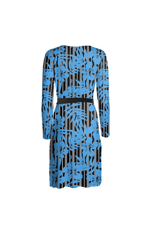 Floral Mist Striped Wrap Dress - Objet D'Art