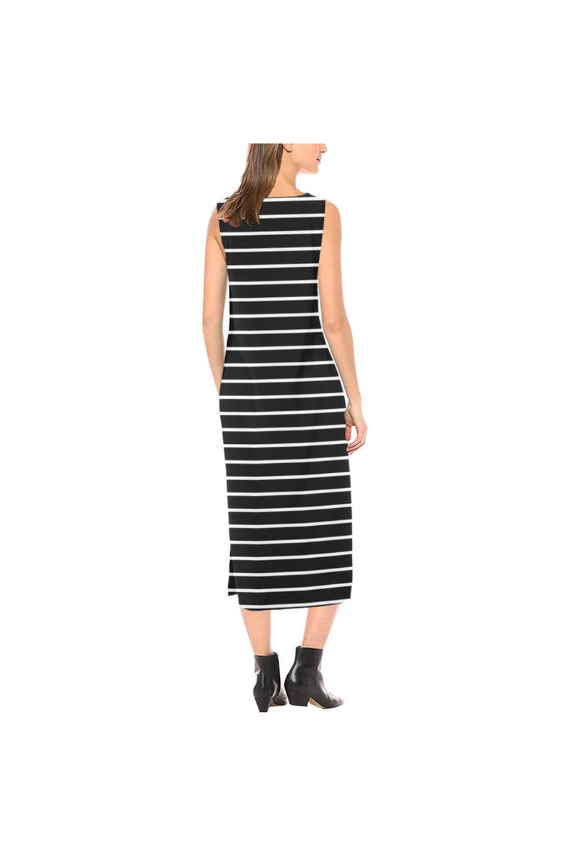 striped back long Phaedra Sleeveless Open Fork Long Dress (Model D08) - Objet D'Art