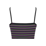 three striped color chained up Women's Spaghetti Strap Crop Top (Model T67) - Objet D'Art