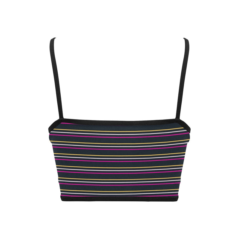 three striped color chained up Women's Spaghetti Strap Crop Top (Model T67) - Objet D'Art