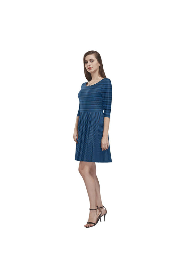 B STRIPE D20 -SLEEVE Tethys Half-Sleeve Skater Dress(Model D20) - Objet D'Art