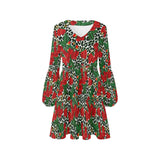 rasp leo print 3 V-Neck Loose Fit Dress (Model D62) - Objet D'Art