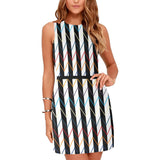 herringbone colored print 2 Eos Women's Sleeveless Dress (Model D01) - Objet D'Art