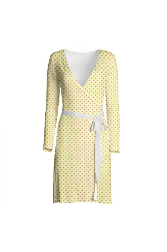 Pale Yellow Rose Wrap Dress - Objet D'Art