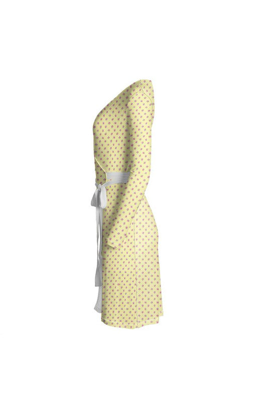 Pale Yellow Rose Wrap Dress - Objet D'Art