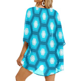 hexa sexy print 2 Women's Kimono Chiffon Cover Up (Model H51) - Objet D'Art