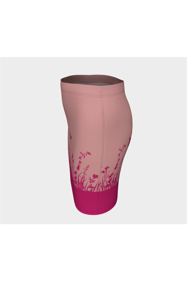 Press Rose & Pink Peacock Butterfly Fitted Skirt - Objet D'Art
