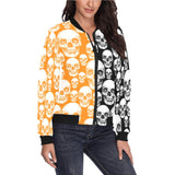 reverse orange black skull nation hoodie print 2A All Over Print Bomber Jacket for Women (Model H36) - Objet D'Art