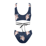 cheribum navy blue print 5 Cross String Bikini Set (Model S29) - Objet D'Art