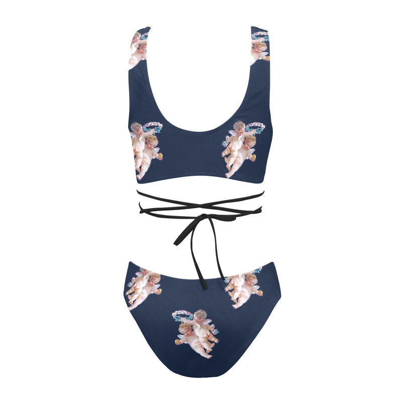 cheribum navy blue print 5 Cross String Bikini Set (Model S29) - Objet D'Art
