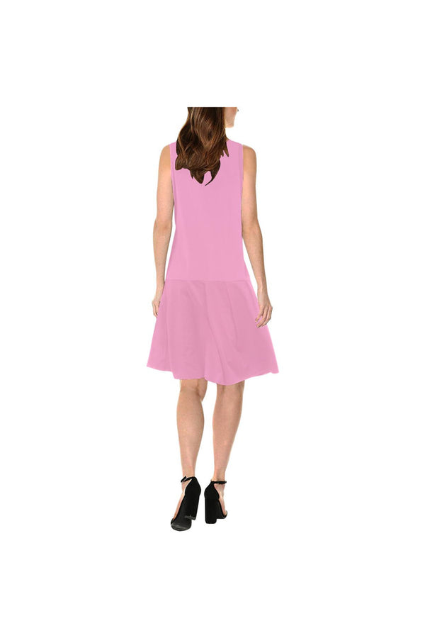 pink solid Sleeveless Splicing Shift Dress - Objet D'Art