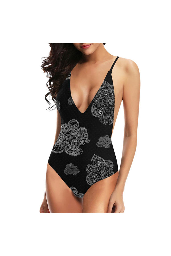 Paisley Hearts Sexy Lacing Backless One-Piece Swimsuit - Objet D'Art Online Retail Store