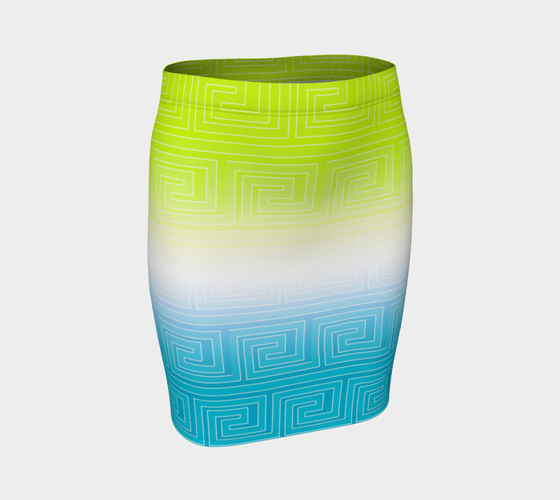 Greek Key Fitted Skirt - Objet D'Art