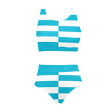 light blue solid print 2C Crop Top Bikini Set (Model S21) - Objet D'Art