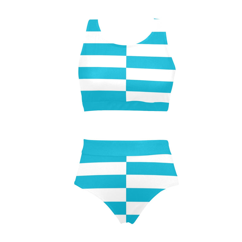 light blue solid print 2C Crop Top Bikini Set (Model S21) - Objet D'Art