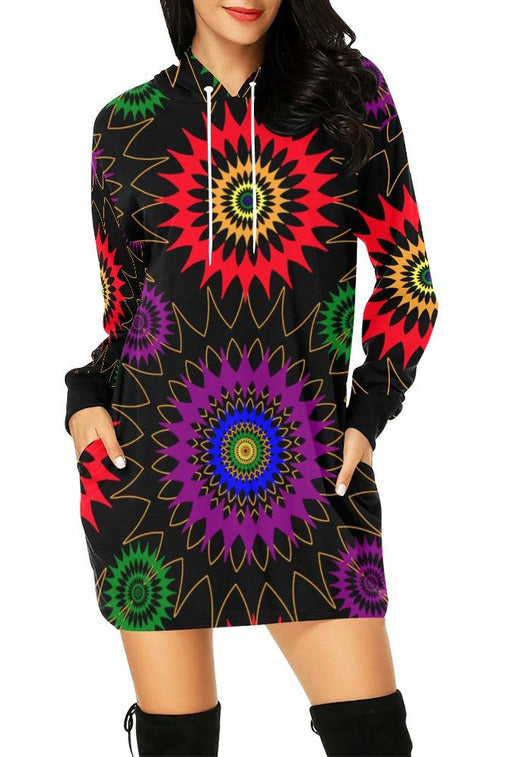 Psychedelic Hoodie Mini Dress - Objet D'Art