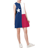 tex flag 2 Sleeveless Round Neck Shift Dress (Model D51) - Objet D'Art