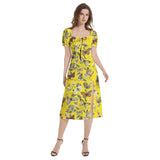 Puff Sleeve Split Thigh Midi Dress - Objet D'Art