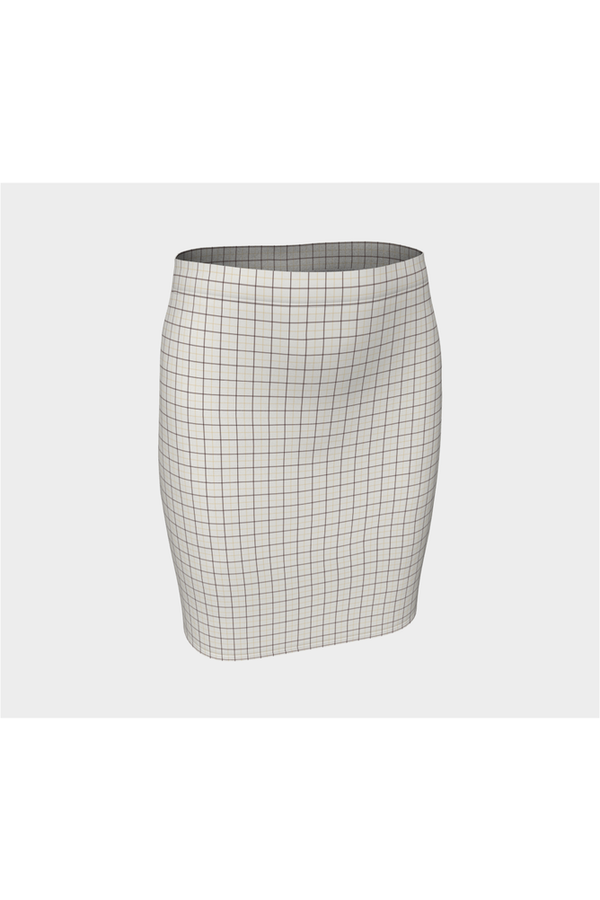 Beige Tattersall Fitted Skirt - Objet D'Art