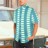 MARINE SCHEME PRINT 2 Men's Stand-Up Collar Short Sleeve Shirt - Objet D'Art