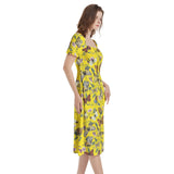 Puff Sleeve Split Thigh Midi Dress - Objet D'Art