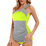 neon green print 2 Women's One Shoulder Backless Swimsuit (Model S44) - Objet D'Art