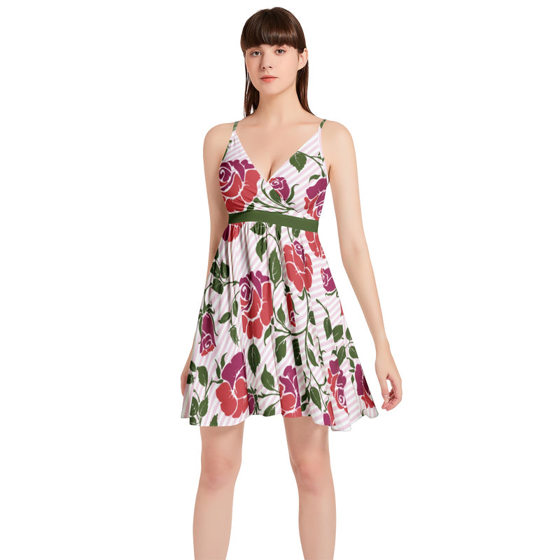 Spaghetti Strap Sleeveless Falred Hem Short Dress - Objet D'Art